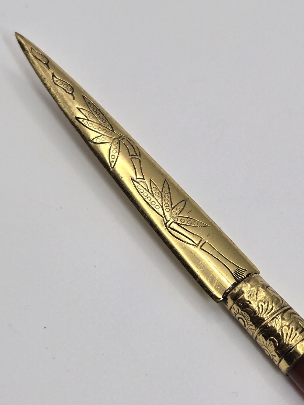 Vintage Brass Letter Openers Possibly Gumps Of San Francisco Aventurine & Agate - Picture 8 of 12